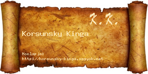 Korsunsky Kinga névjegykártya